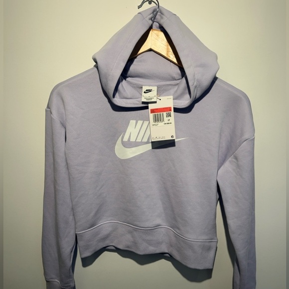 New With Tags Nike Logo lavender and silver girls size L cropped hoodie - Picture 5 of 6